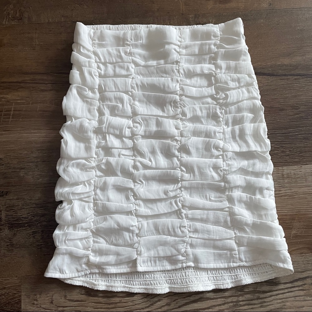 O. Bianca white ruched fitted cottagecore coquette skirt new S